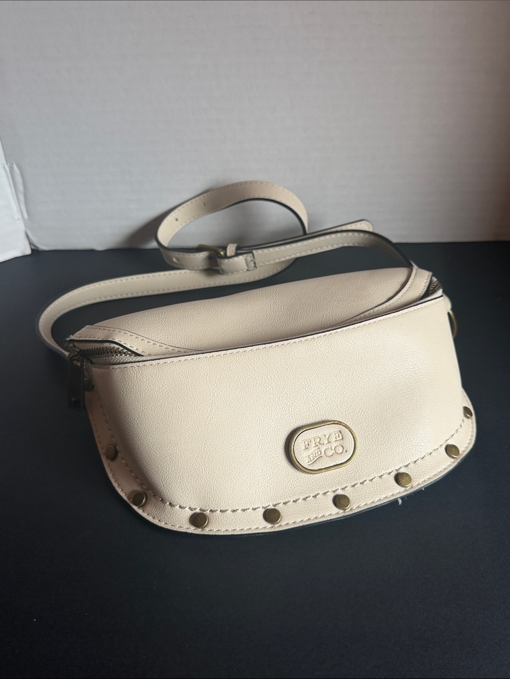 FRYE AND CO. Beige FannyPack with Gold Accents